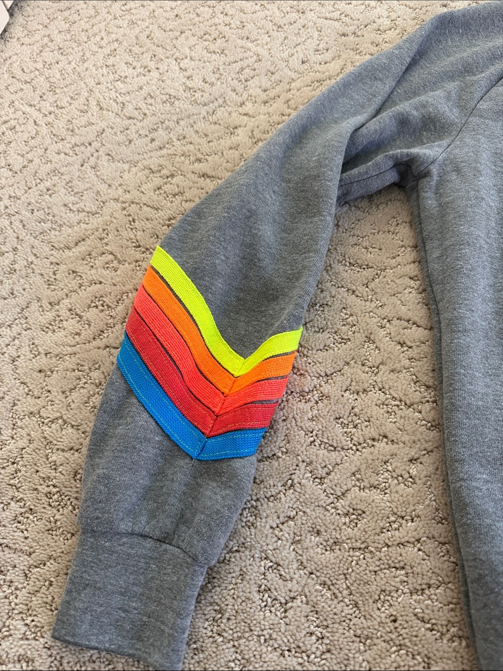 Aviator Nation Crewneck Sweatshirt with Lightning Bolt and Rainbow Sleeve Detail - Picture 2 of 5
